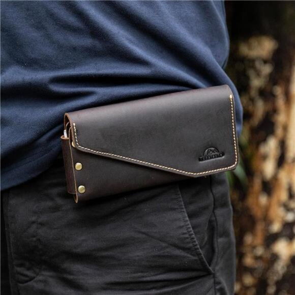 Leather Phone Holster with BeltLoop,Magnetic Closure Cell Phone Pouch CardHolder - Picture 3 of 7